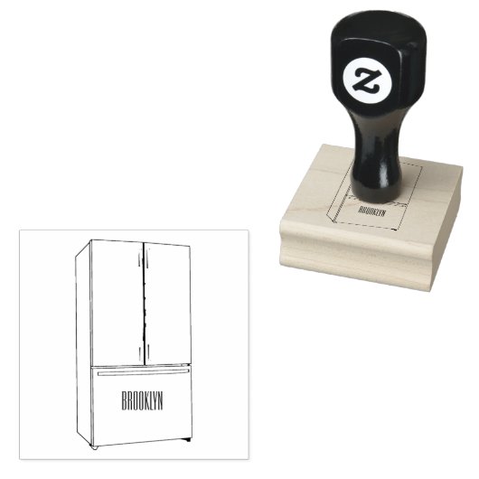 Afbeelding cartoon Franse deurkoelkast Rubberstempel (Gestempeld)