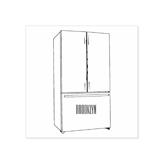 Afbeelding cartoon Franse deurkoelkast Rubberstempel (Afrduk)