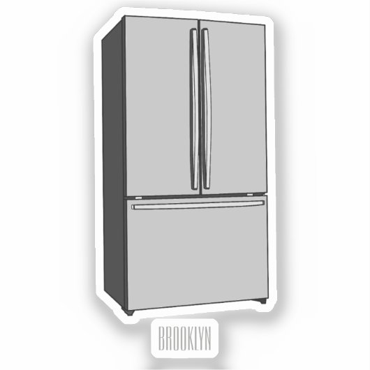 Afbeelding cartoon Franse deurkoelkast Sticker (Voorkant)