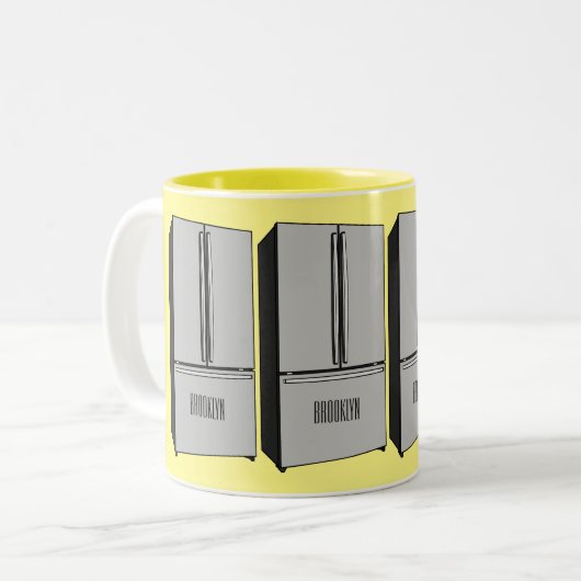 Afbeelding cartoon Franse deurkoelkast Tweekleurige Koffiemok (Voorkant links)
