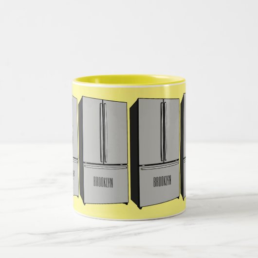 Afbeelding cartoon Franse deurkoelkast Tweekleurige Koffiemok (Center)