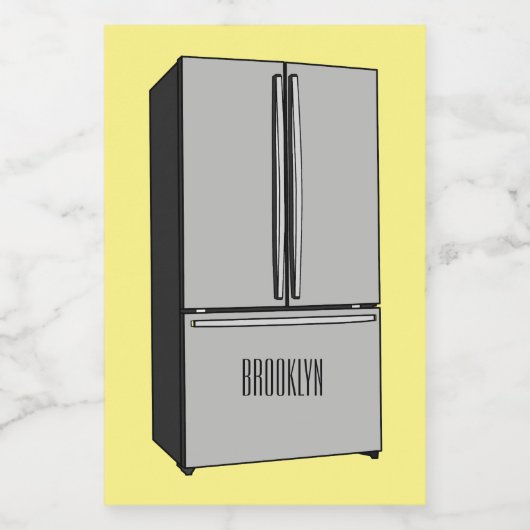 Afbeelding cartoon Franse deurkoelkast Voedselcontainer Etiket (Enkel label)