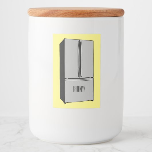 Afbeelding cartoon Franse deurkoelkast Voedselcontainer Etiket (Voorkant)