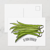 Afbeelding cartoon groene bonen briefkaart (Voorkant / Achterkant)