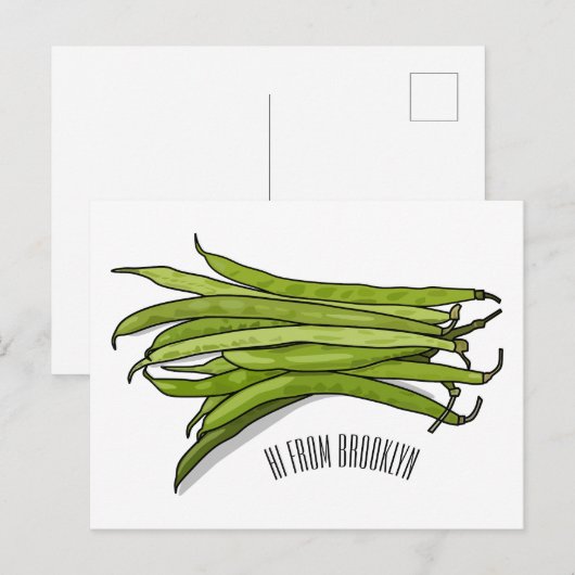 Afbeelding cartoon groene bonen briefkaart (Voorkant / Achterkant)