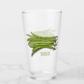Afbeelding cartoon groene bonen glas (Achterkant)