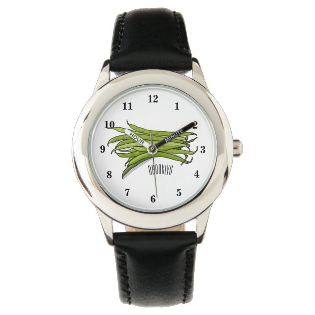 Afbeelding cartoon groene bonen horloge (Voorkant)