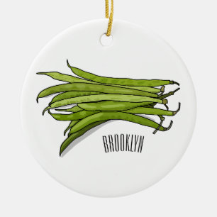 Afbeelding cartoon groene bonen keramisch ornament