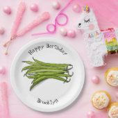 Afbeelding cartoon groene bonen papieren bordje (Feest)