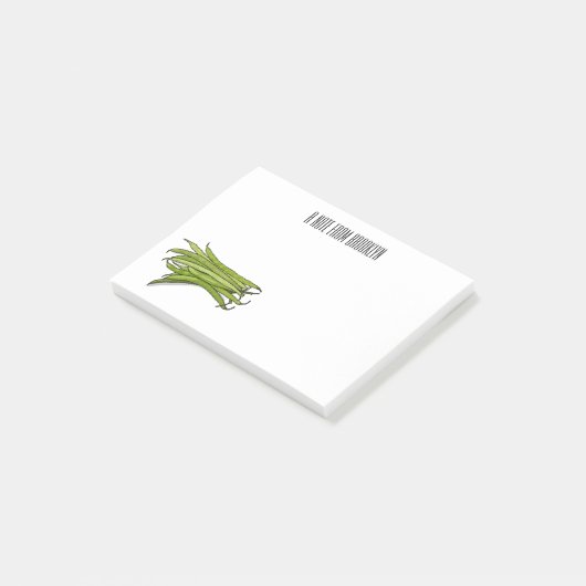 Afbeelding cartoon groene bonen post-it® notes (Schuin)