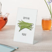 Afbeelding cartoon groene bonen reclamebord met voetstuk (Insitu)