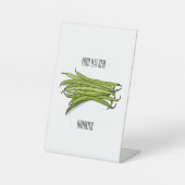 Afbeelding cartoon groene bonen reclamebord met voetstuk (Voorkant)