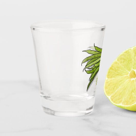 Afbeelding cartoon groene bonen shot glas (Links)