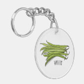 Afbeelding cartoon groene bonen sleutelhanger (Voorkant Links)