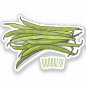 Afbeelding cartoon groene bonen sticker (Voorkant)
