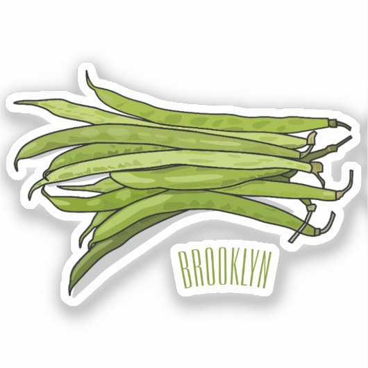 Afbeelding cartoon groene bonen sticker (Voorkant)