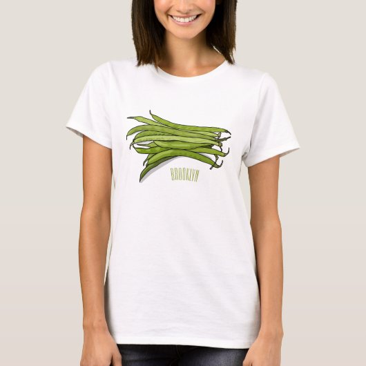 Afbeelding cartoon groene bonen t-shirt (Voorkant)