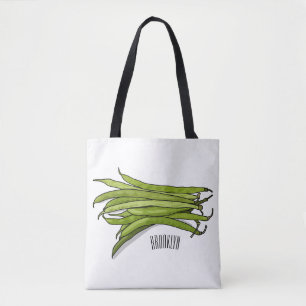 Afbeelding cartoon groene bonen tote bag