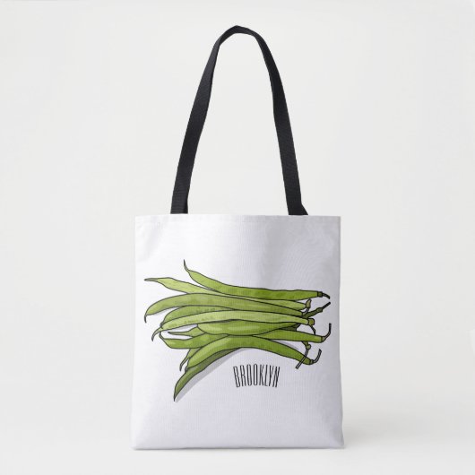 Afbeelding cartoon groene bonen tote bag (Voorkant)