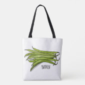 Afbeelding cartoon groene bonen tote bag (Achterkant)