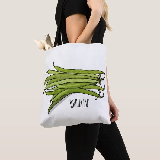 Afbeelding cartoon groene bonen tote bag (Dichtbij)