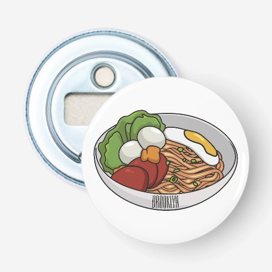 Afbeelding cartoon in onbelaste stand button flesopener (Voorkant)