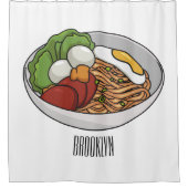 Afbeelding cartoon in onbelaste stand douchegordijn (Voorkant)