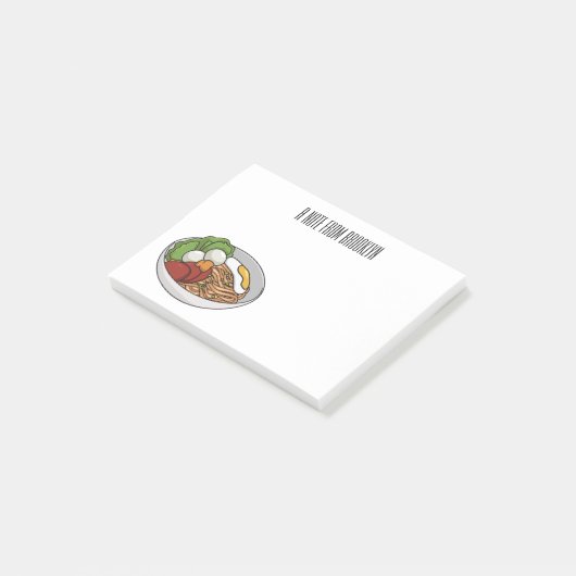 Afbeelding cartoon in onbelaste stand post-it® notes (Schuin)