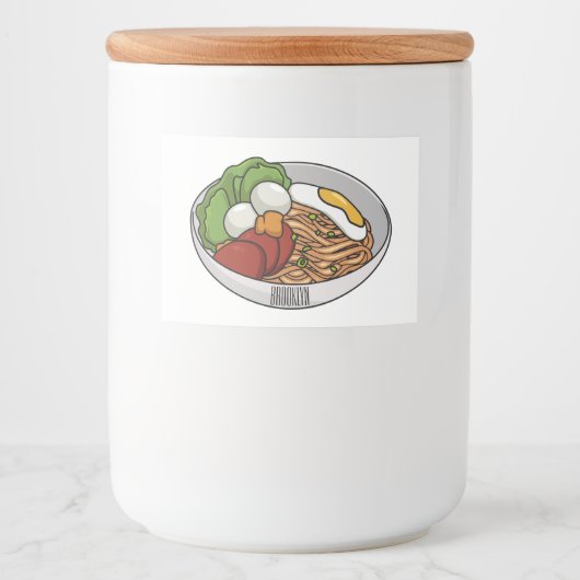 Afbeelding cartoon in onbelaste stand voedselcontainer etiket (Voorkant)