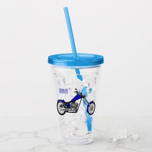 Afbeelding cartoon motorfiets acryl drinkbeker (Voorkant ijs)