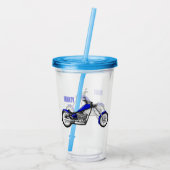 Afbeelding cartoon motorfiets acryl drinkbeker (Achterkant)