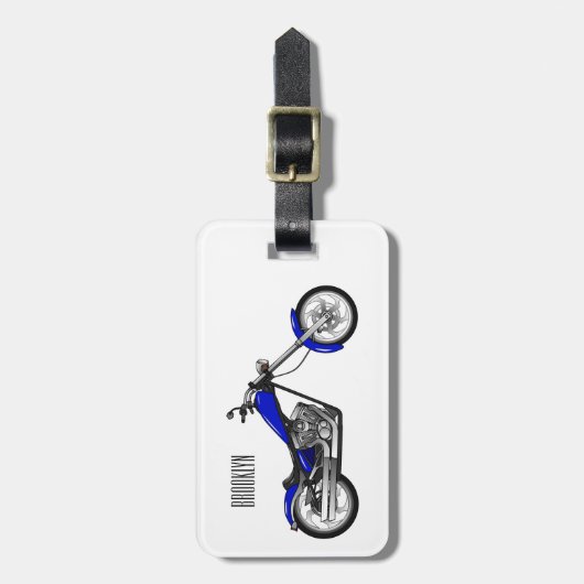 Afbeelding cartoon motorfiets bagagelabel (Voorkant verticaal)