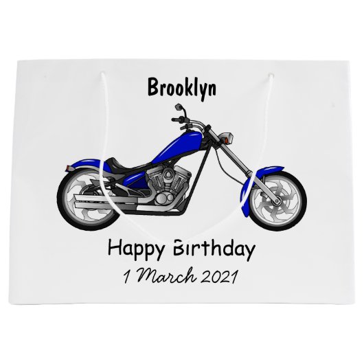 Afbeelding cartoon motorfiets groot cadeauzakje (Voorkant)