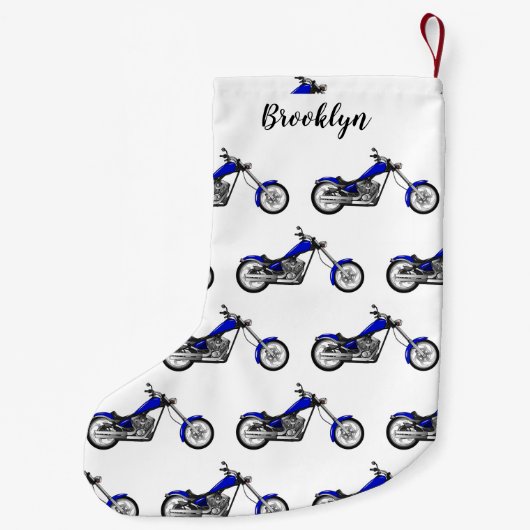 Afbeelding cartoon motorfiets kleine kerstsok (Achterkant)