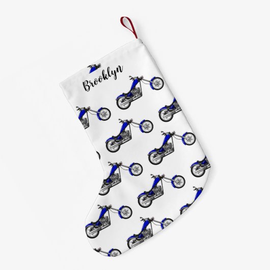 Afbeelding cartoon motorfiets kleine kerstsok (Achterkant (Hangend))