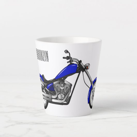 Afbeelding cartoon motorfiets latte mok (Voorkant)