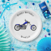 Afbeelding cartoon motorfiets papieren bordje (Feest)