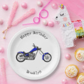 Afbeelding cartoon motorfiets papieren bordje (Feest)