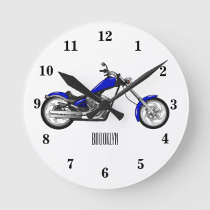 Afbeelding cartoon motorfiets ronde klok