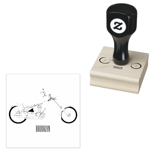 Afbeelding cartoon motorfiets rubberstempel (Gestempeld)