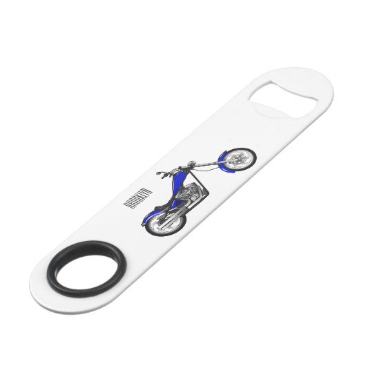 Afbeelding cartoon motorfiets speed flessenopener (Voorkant Gekanteld)