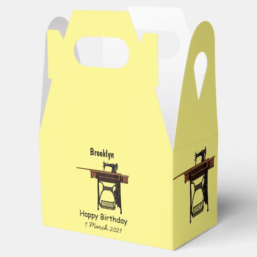 Afbeelding cartoon naaimachine bedankdoosjes (Geopend)