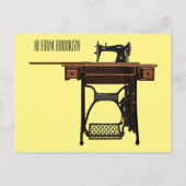 Afbeelding cartoon naaimachine briefkaart (Voorkant)