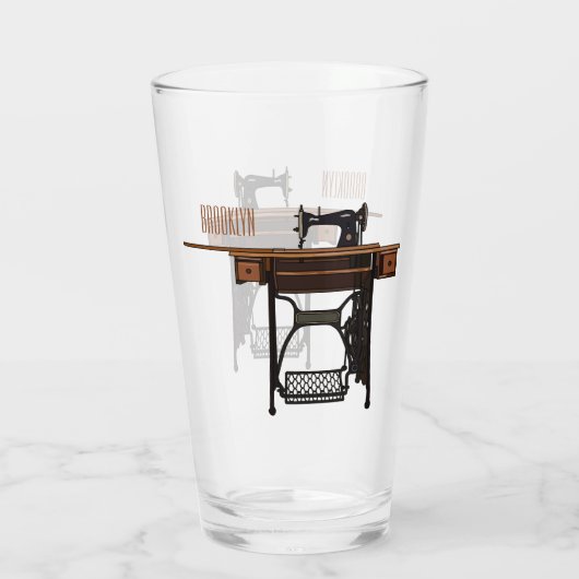 Afbeelding cartoon naaimachine glas (Achterkant)