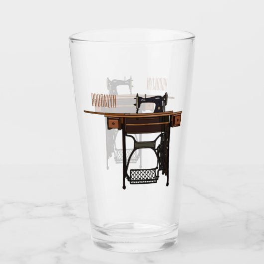 Afbeelding cartoon naaimachine glas (Voorkant)