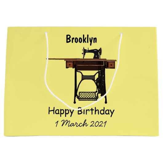 Afbeelding cartoon naaimachine groot cadeauzakje (Voorkant)