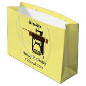 Afbeelding cartoon naaimachine groot cadeauzakje (Achterkant Gekanteld)