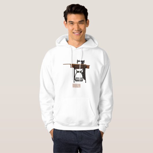 Afbeelding cartoon naaimachine hoodie (Voorkant volledig)
