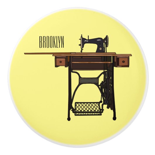 Afbeelding cartoon naaimachine keramische knop (Voorkant)