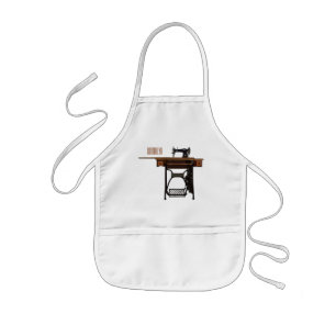 Afbeelding cartoon naaimachine kinder schort